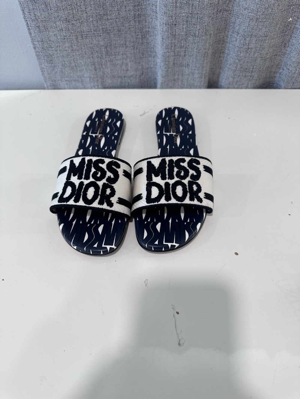 Authentic Miss Dior  DWay Slide Sandals in Navy & white. Size 38 - Picture 3 of 8